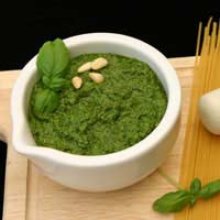 Pestle And Mortar Basil Leaves Pine Nuts